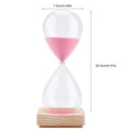 thumbnail image 4 of Elegante decoración para el hogar y herramienta de gestión del tiempo Temporizador de arena rosa de 30 minutos en base de madera, 4 of 7