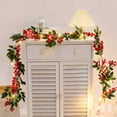 thumbnail image 2 of Christmas Pine Cone and Red Berry Garland Decorations Faux Holiday Winter Artificial Green for Kitchen Indoors Outdoors Staircase Railing Banister Door Fireplace Mantel Wreath Decor, 2 of 5