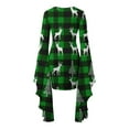 thumbnail image 5 of qelini Womens Christmas Dresses Bell Sleeve Reindeer Print Crewneck Irregular Dress Holiday Party Dresses, 5 of 5