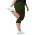 thumbnail image 5 of Leggings for Women Capri Length Plus Size Compression Low Waist Stretchy Leggings Tummy Control Butt Lifting Swim Yoga Pants Army Green 4XL, 5 of 5