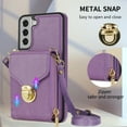 thumbnail image 4 of Mantto Crossbody Wallet Case for Samsung Galaxy S22 (6.1 inch),Premium PU Leather Metal Buckle Large Capacity Zipper Pocket Card Holder Shockproof Kickstand Phone Case with Shoulder Strap,Purple, 4 of 17