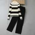 thumbnail image 4 of bbymog Girls' Fall and Winter Outfits Knitted Crewneck Long Sleeve Sweater and Long Pants Set Girls Fashion Kids Clothes Girls Black 10 Years, 4 of 9