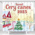 thumbnail image 1 of Whimsical Rideau de Douche Scène d'Hiver - 'Nev' Bonbons & Sapin de Noël Décor Festif 2025, 1 of 4