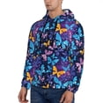 thumbnail image 3 of Fotbe Men's Hoodie with Butterflies Of The Starry Sky Pattern - Kangaroo Pocket Pullover Hooded Sweatshirt, Perfect for Daily Wear, Travel, and Home-4X-Large, 3 of 7