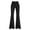Black, variant on ManxiVoo Women Split Hem Jeans Elastic Straight Leg High Waist Flared Trousers Versatile Denim Pants L Size Black