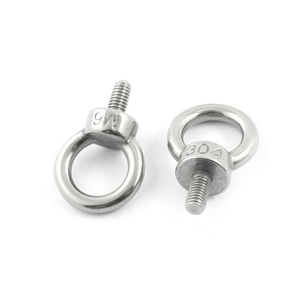 Unique Bargains 2 PCS Silver Tone Stainless Steel Wire Rope Eye Bolt M6