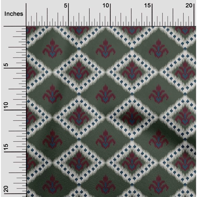 oneOone Cotton Flex Fabric Argyle Ikat Print Fabric BTY 40 Inch Wide