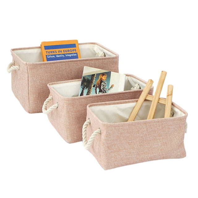 ZAXARRA Panier de Rangement en Lin avec Poignées Latérales Style Simple Panier Uni