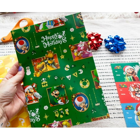 Super Mario Bros. 9-Piece Holiday Wrapping Paper Kit