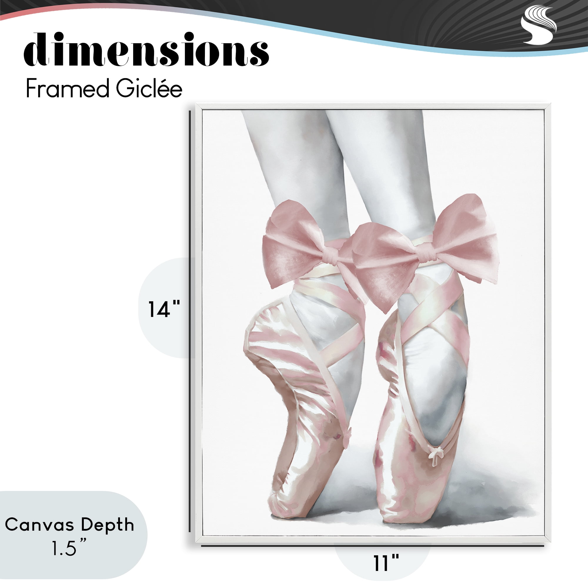 Stupell Industries Ballet Pointe Shoes White Framed Giclee Art, design by Elizabeth Medley