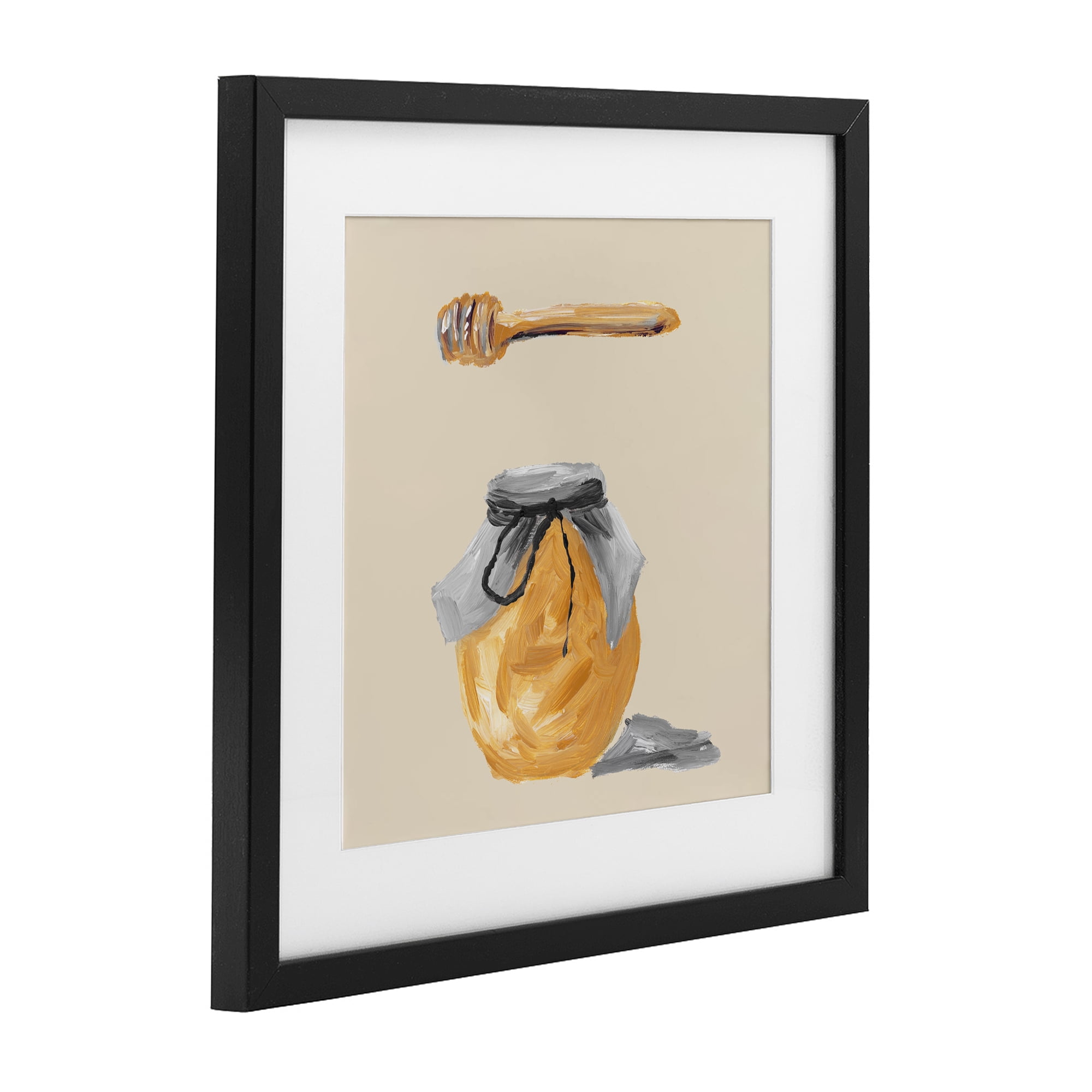 Stupell Industries Honey Jar over Tan Black Framed Print Under Glass, design by Lucille Price