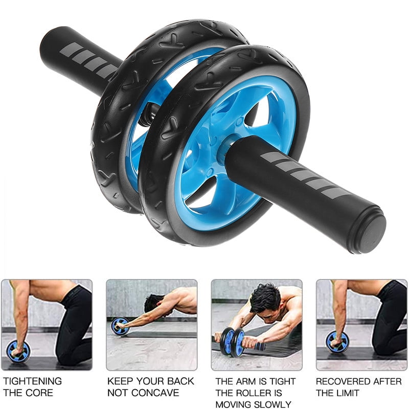 AB Abdominal Roller Wheel Fitness Waist Core Workout Exercise Gym Free Knee Mat 