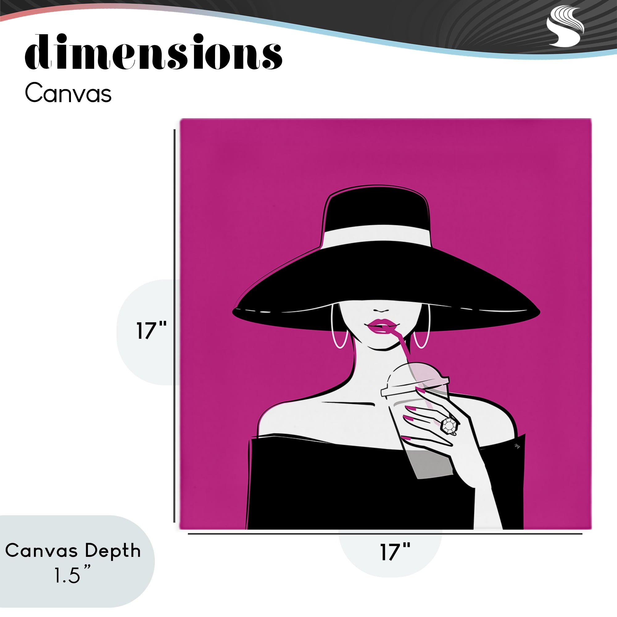 Stupell Industries Black Hat Glamourous Woman Canvas Wall Art, design by Martina Pavlova