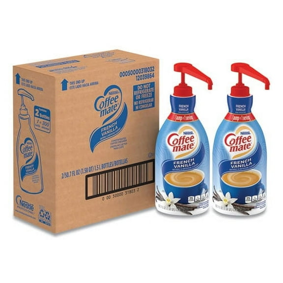 Liquid Coffee Creamer, French Vanilla, 1.5 Liter Pump Bottle, 2/carton | Bundle of 5 Cartons