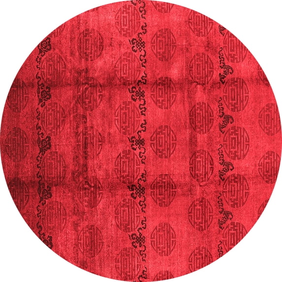 Ahgly Company Indoor Round Oriental Red Industrial Area Rugs, 7' Round