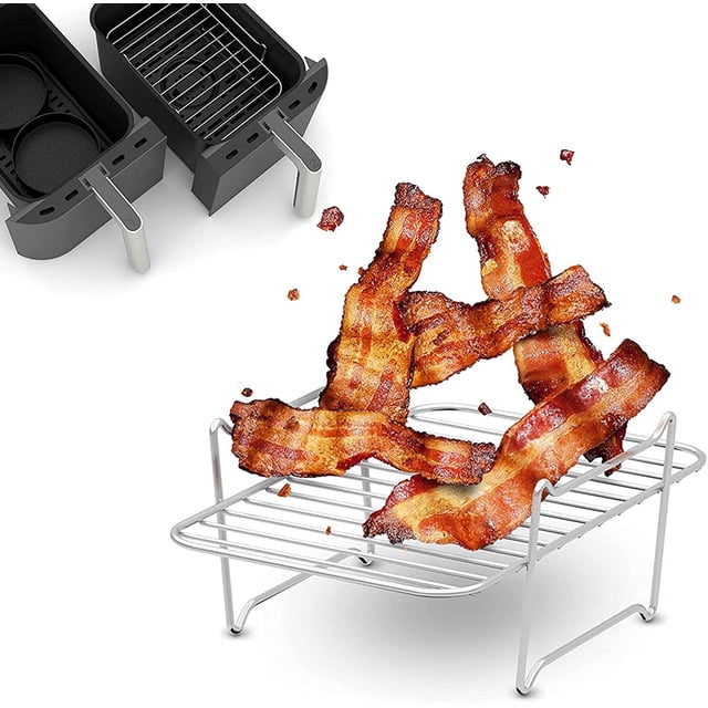 SURJDE Air Fryer Rack for Ninja Foodi DZ201/DZ401 | Stainless Steel Multi-Layer Rectangle Stackable Dehydrator Rack | Accessories Compatible with Ninja Foodi DZ201/401 Double Basket Air Fryers