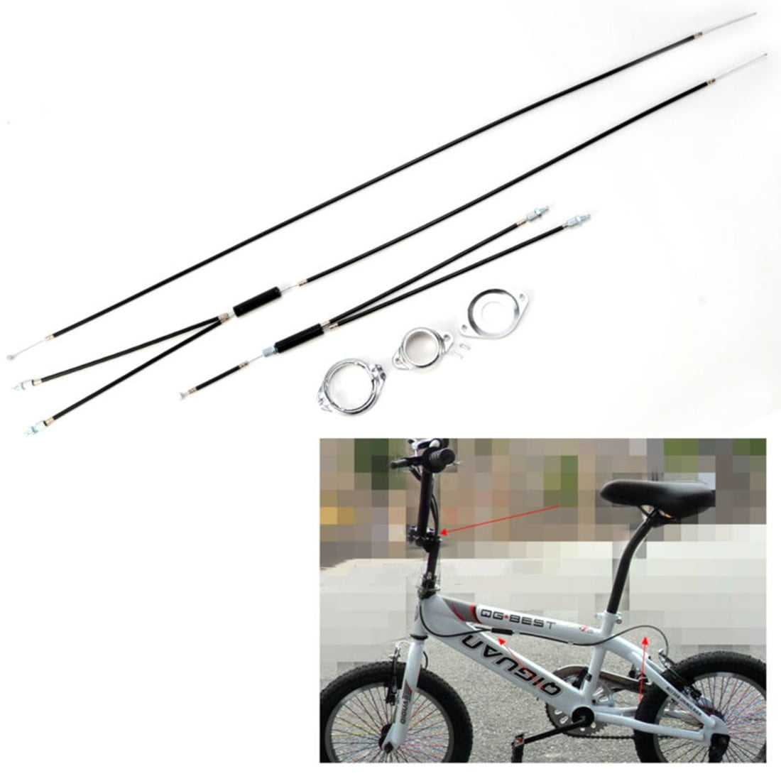 Front Rear Long Black Bicycle 1-1//8 Gyro Bike Brake Cable Inner Set For Rotor