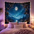 thumbnail image 2 of Magical Nocturnal Forest with Glowing Moon and Fireflies, Mystical Fantasy for Space Enthusiasts, Enchanted Night Sky Wall Art, Housewarming Gift Tapestry Wall Hanging for Bedroom and Living Room, 2 of 7