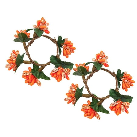 

Shulemin 2Pcs Napkin Ring Ornamental Bendable Lightweight Thanksgiving Halloween Themed Faux Berry Wreath Party Supplies