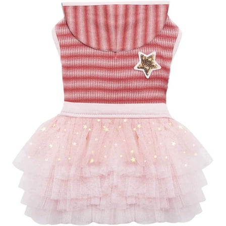 KYEESE Dog Dresses for Small Dogs with Leash Hole Dog Sweaters Dress with Star Printing Shiny Dector for Fall Winter Medium Star