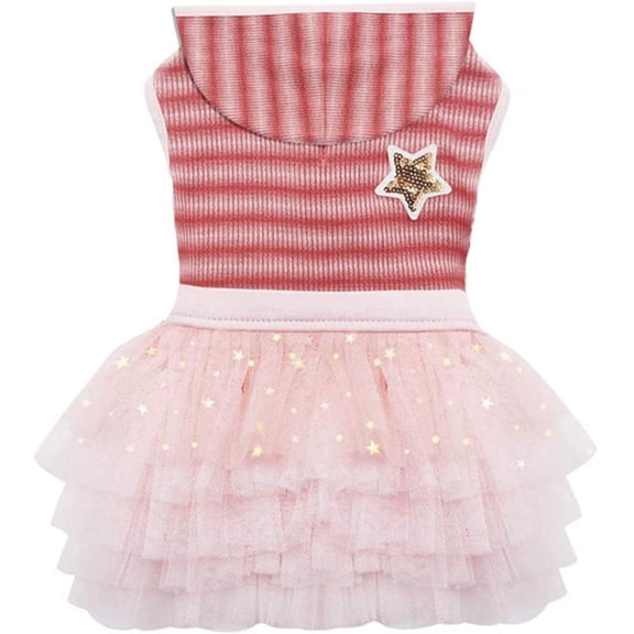 KYEESE Dog Dresses for Small Dogs with Leash Hole Dog Sweaters Dress with Star Printing Shiny Dector for Fall Winter Medium Star