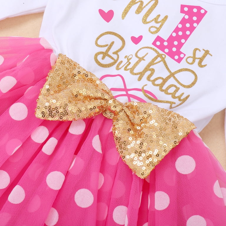 knee length dresses for ladies Long Sleeve Sequins Knee Length 1st Birthday Girl Dress J359 Pink / Child-2