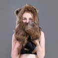 thumbnail image 4 of Bufanda con capucha para mujer y niña, conjunto de guantes, gorro de invierno 3 en 1 con bufanda y guantes, gorro de oso de lobo de piel sintética, gorro con orejeras BANYUO Hogar, 4 of 5