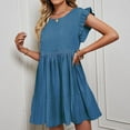 thumbnail image 6 of FAIWAD Women's Summer Dresses Sleeveless Ruffle Sleeve Pleated Mini Sundress Round Neck Loose Short Flowy Dress, 6 of 8
