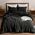 thumbnail image 6 of Ultra Soft Waffle Weave Comforter Set Twin Size, 2 Pieces Lightweight Breathable Comfy Bedding Set, Comfy Textured 1 Comforter with 1 Pillow Shams, Black, 6 of 6