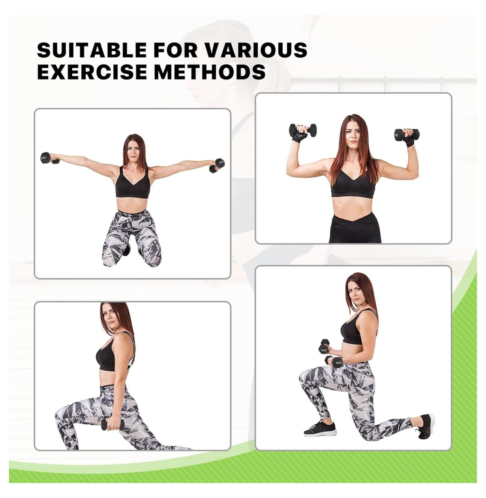 Dumbbells Hand Weights Set, Neoprene Coated Hexagon Workout Dumbbell for Women and Men, 1, 2, 3, 5, 8, 10, 12, 15lbs - Pair