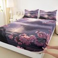 thumbnail image 4 of Homewish Dreamy Cherry Blossom Bed Sheets,Japanese Landscape Full Size Sheets,Purple,4-Piece,1 Flat Sheet, 1 Fitted Sheet and 2 Pillowcases, 4 of 6