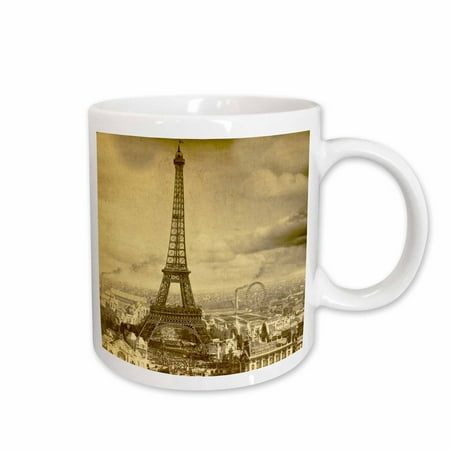 

3dRose Eiffel Tower Paris France 1889 Sepia tone Ceramic Mug 15-ounce