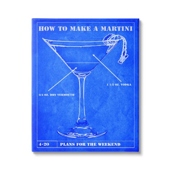 Stupell Industries How To Make Martini Diagram Graphic Art Gallery Wrapped Canvas Print Wall Art, Design by Marcus Jules