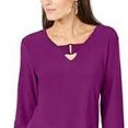 thumbnail image 2 of Alfani Women's Petite Buckle-Detail Tunic Pink Size Petite Small, 2 of 3