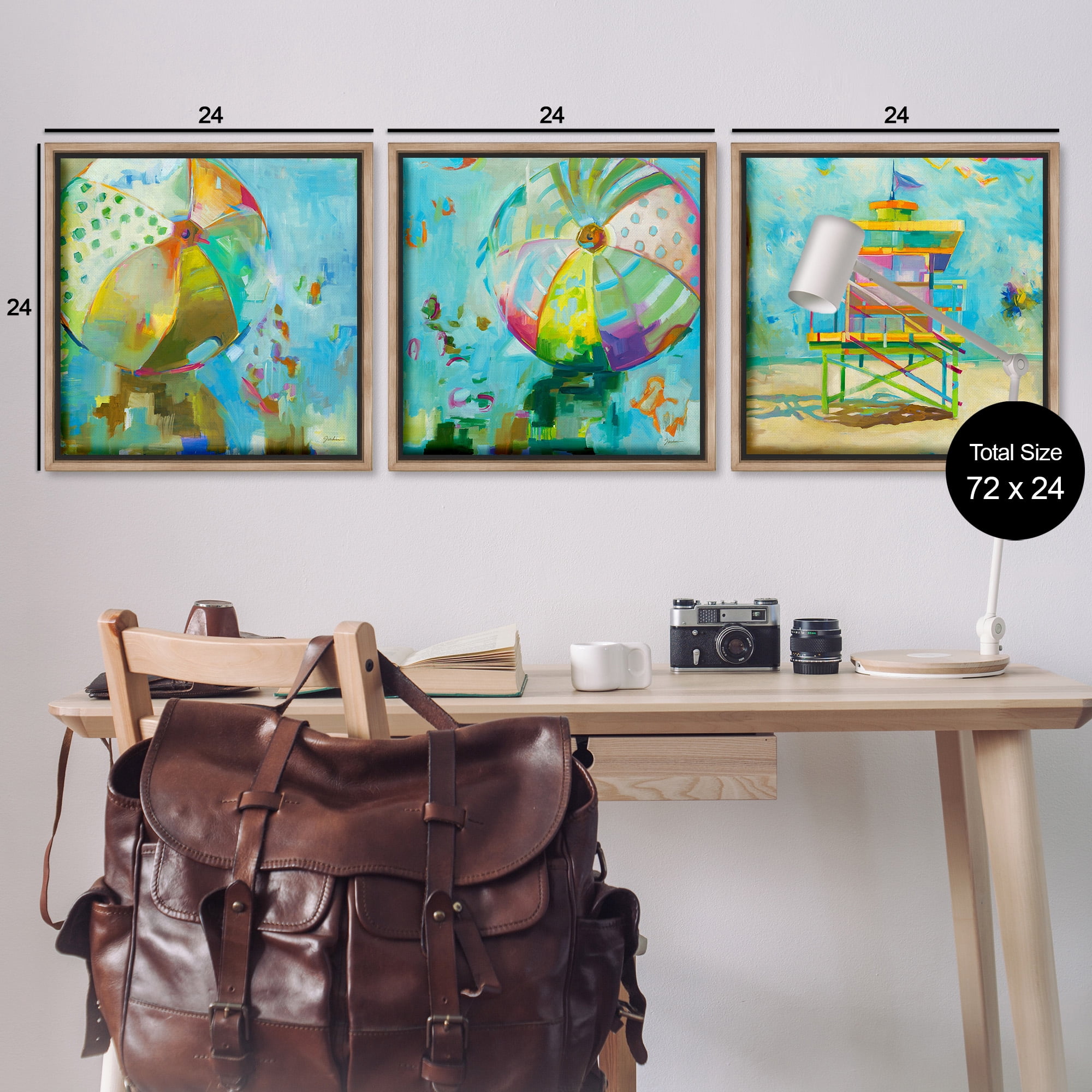 Stupell Industries Abstract Beach Scenes Abstract Painting Brown Floater Framed Canvas Art Print Wall Art, 25 x 25, Set of 3