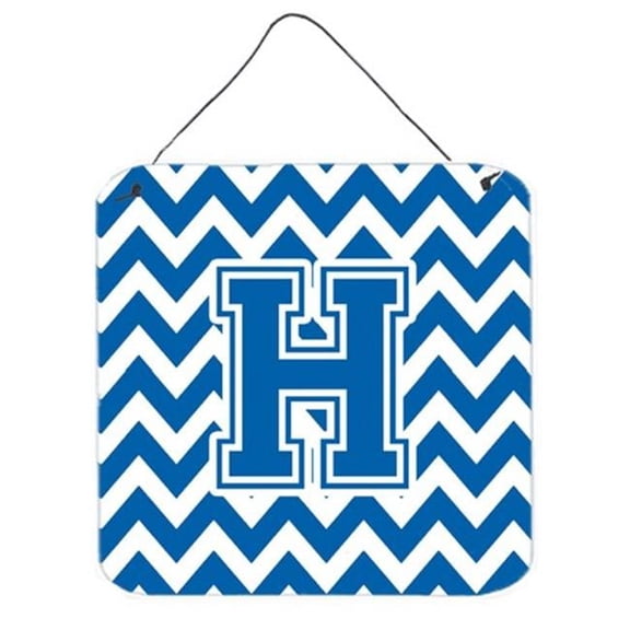Letter H Chevron Blue & White Wall or Door Hanging Prints, 6 x 0.02 x 6 in.