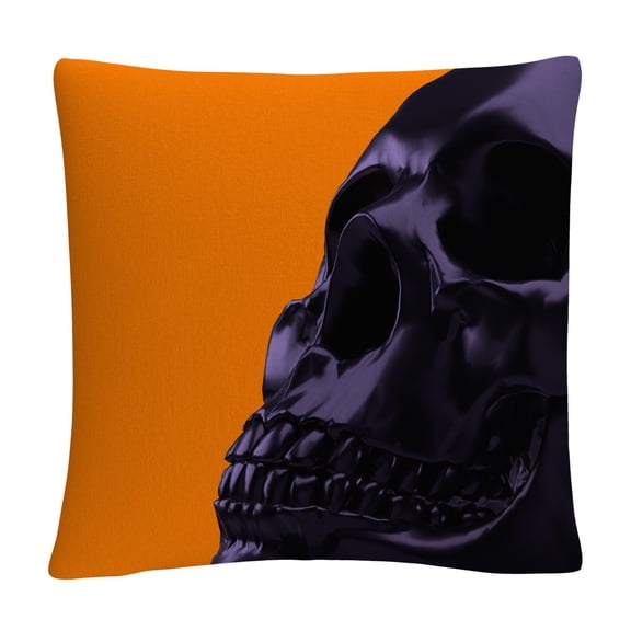 Black Halloween 3D Skull By Abc 16 X 16 Decorative Throw Pillow