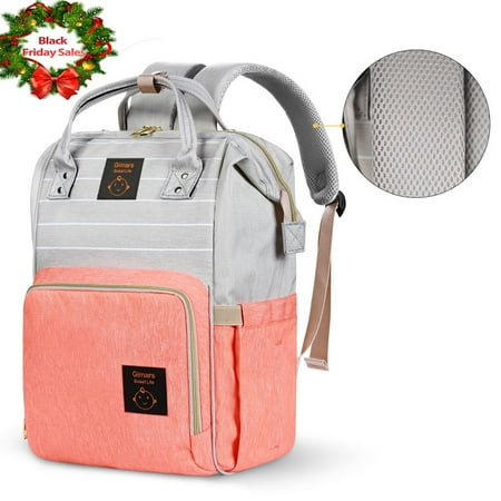 Large Capacity Diaper Bag Backpack, Gimars Anti-Water Mummy Maternity Nappy Bags Changing Bags with Insulated Pockets, Waterproof and Stylish , Multi-functional Travel Backpack for baby care,Orange