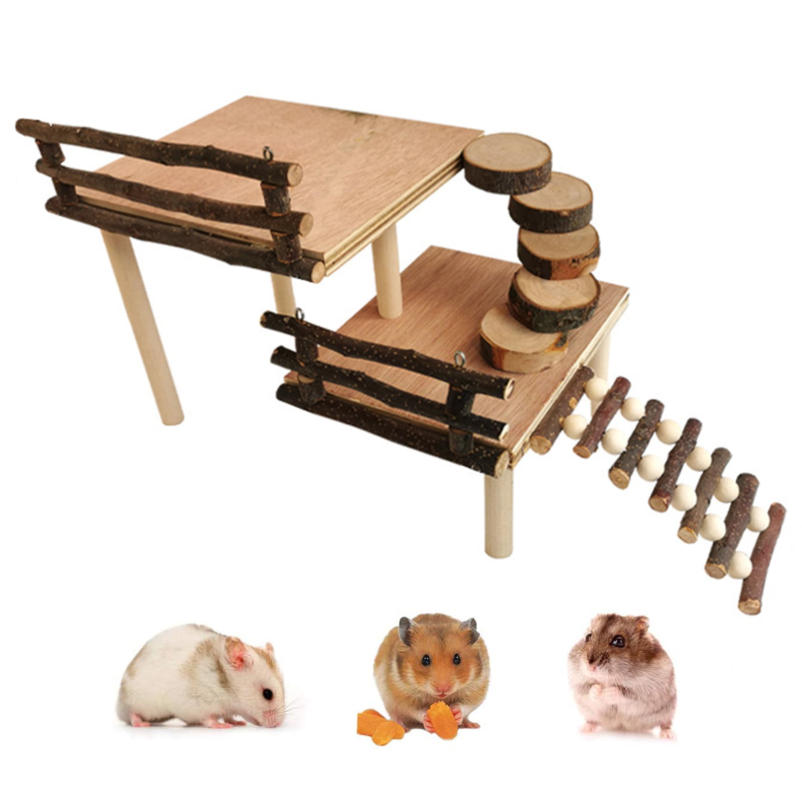New Home Colorful Natural Wooden Climbing Ladder Molar Toy for Pet Rat Hamsters 