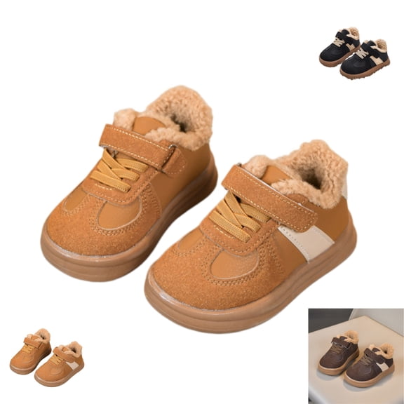 YOUYEDIAN Toddler Sneakers Winter Casual Athletic Platform Plush Flats Fashion Fuzzy Shoes