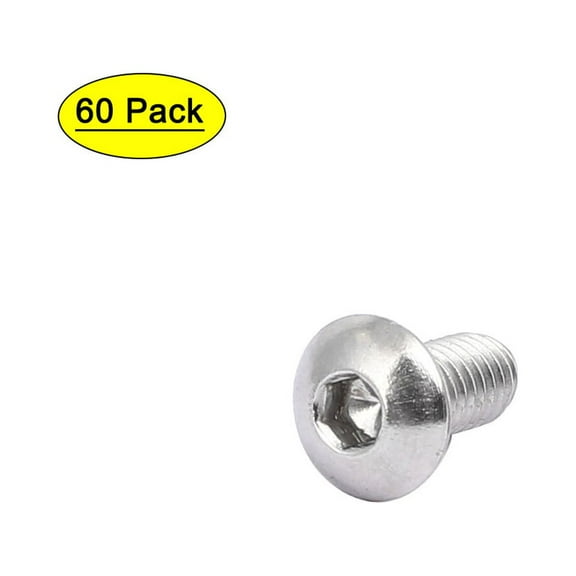 M4x8mm 304 Stainless Steel Button Head Hex Socket Cap Screws Bolts 60pcs