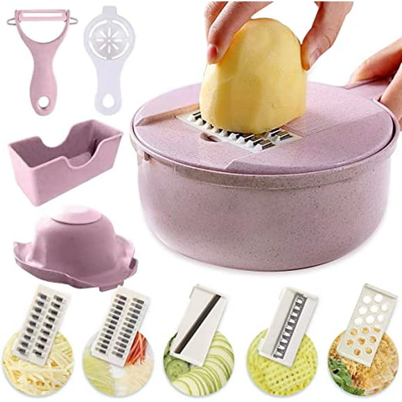 12-in-1 Multi-Function Vegetable Cutter Mandoline Multi-Function Vegetable Cutter, 4 Stainless Steel Blades, Multi-Function Kitchen Mandoline, For Cutting Fruits and Vegetables