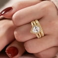 thumbnail image 5 of Wuziwen 4 Carat Pear Cut Wedding Sets Engagement Ring for Women Yellow Gold Plated CZ Size 7, 5 of 7