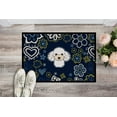 thumbnail image 2 of Carolines Treasures BB5108MAT 18 x 27 in. Blue Flowers White Poodle Indoor or Outdoor Mat, 2 of 4