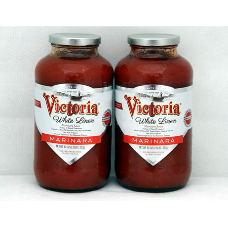 Victoria White Linen Marinara Sauce Twin pack ( 2- 40oz bottles (Best Bottled Marinara Sauce)