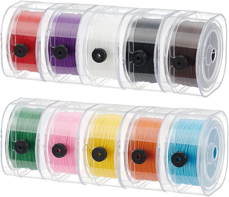 1000 Yards 0.8mm Stretchy Bracelet Strings 10 Colors Elastic String Thread Jewelry Thread Beads Cord String with Organizing Cases for Jewelry Making Beading and Crafts 10 Rolls