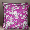 thumbnail image 2 of S4Sassy Floral Print Square Cushion Cover Decorative Magenta Cotton Poplin Pillow Case 2 Pcs-24 x 24 Inches, 2 of 4