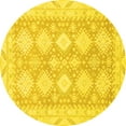 thumbnail image 1 of Ahgly Company Machine Washable Indoor Round Abstract Yellow Modern Area Rugs, 7' Round, 1 of 4