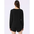 thumbnail image 4 of DARING DIVA Women's Long Sleeve Elastic Waistband Top and Shorts Lounge Set XS Black, 4 of 7