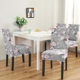 Grey Dining Chair Covers Set of 6,Pink Floral Parsons Stretch Chair
